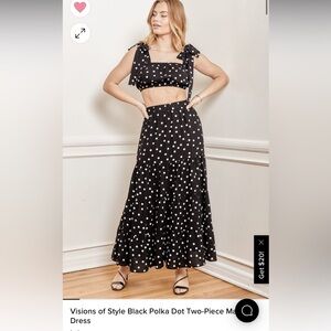 NWT- Lulu’s Vision of Style Skirt Set- Black & White Polkadot- Size Small